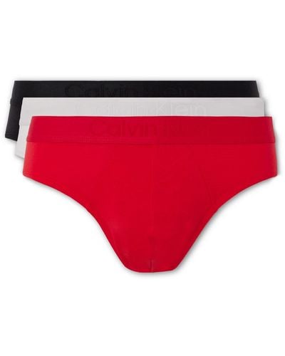 Calvin Klein Three-pack Stretch Lyocell-blend Briefs - Red