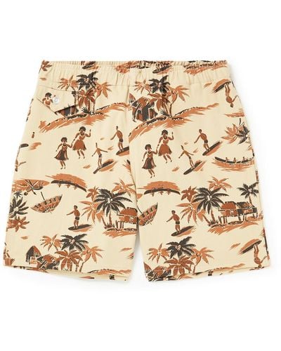 The Real McCoys Straight-leg Printed Cotton-twill Shorts - Natural