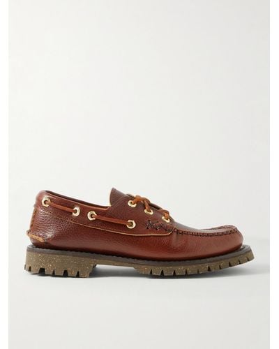 Yuketen Full-grain Leather Boat Shoes - Brown