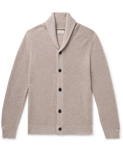 Hartford Shawl-collar Ribbed Wool And Cashmere-blend Cardigan - Natural