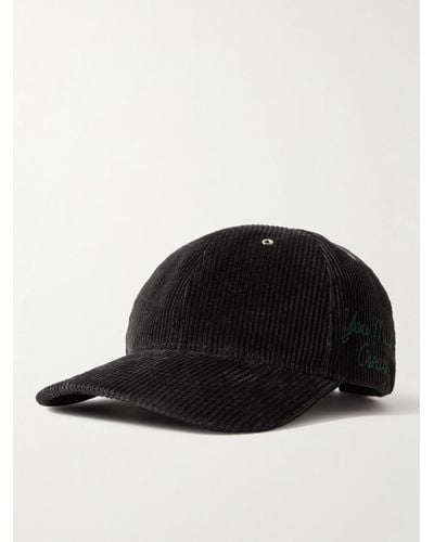 YMC Logo-embroidered Cotton And Linen-blend Corduroy Baseball Cap - Black