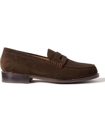 Grenson Jago Suede Penny Loafers - Brown