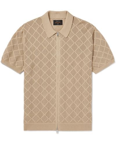 Beams Plus Open-knit Cotton Shirt - Natural