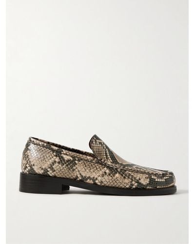 Acne Studios Boafer Snake-effect Leather Loafers - Brown
