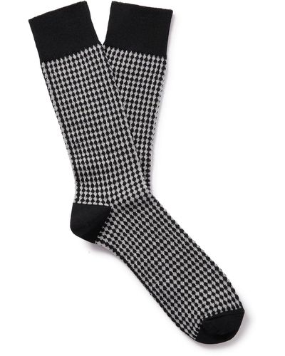 MR P. Jacquard-knit Stretch Cotton-blend Socks - Black