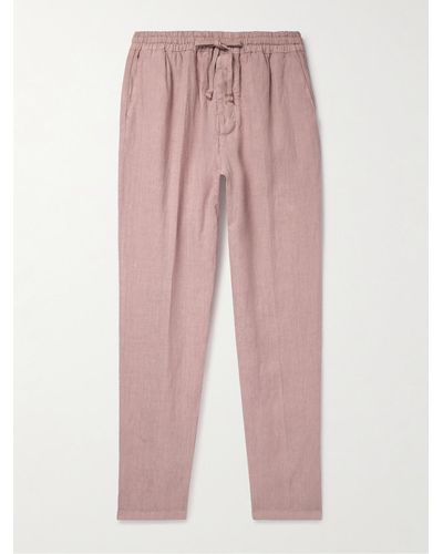 Altea Tapered Linen Drawstring Trousers - Pink