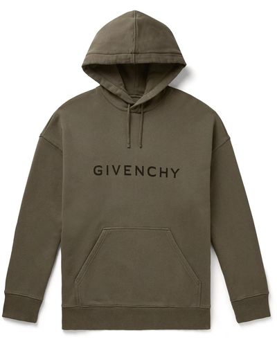 Givenchy Archetype Logo-print Cotton-jersey Hoodie - Green