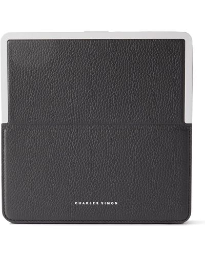 Charles Simon Logo-print Full-grain Leather And Silver-tone Travel Wallet - Black