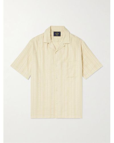 Portuguese Flannel Almada Convertible-collar Embroidered Cotton-gauze Shirt - Natural