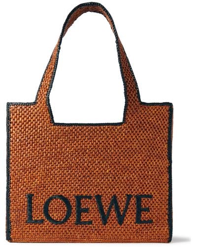 Loewe Paula's Ibiza Logo-embroidered Raffia Tote Bag - Brown