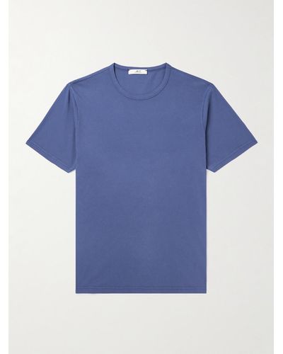 MR P. T-shirt in jersey di cotone tinta in capo - Blu