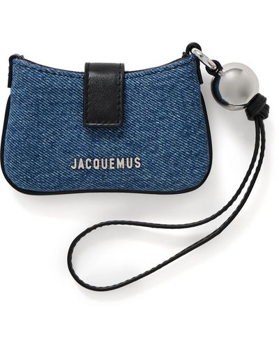 Jacquemus Le Porte Bisou Logo-embellished Leather-trimmed Denim Pouch - Blue