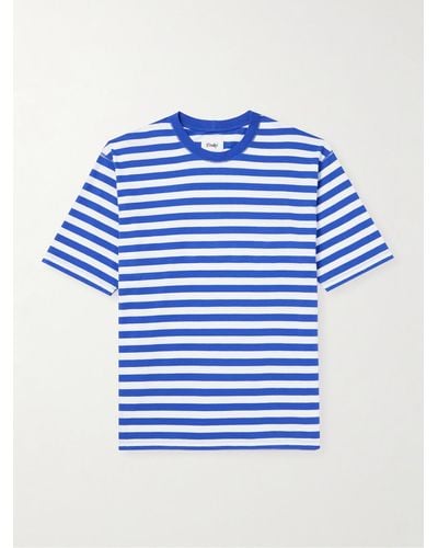 Drake's T-shirt in jersey di cotone a righe - Blu