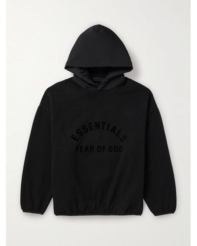 Fear Of God Shell-trimmed Logo-appliquéd Cotton-blend Jersey Hoodie - Black