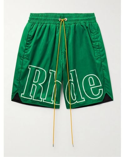 Rhude Gerade geschnittene Shorts aus Nylon mit Logoprint und Kordelzugbund - Grün
