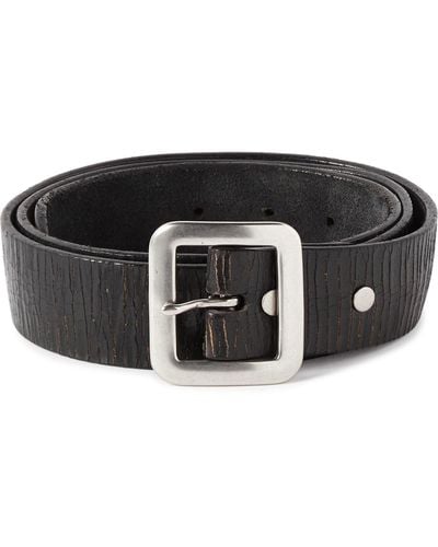 RRL New Burling 4cm Distressed Leather Belt - Black
