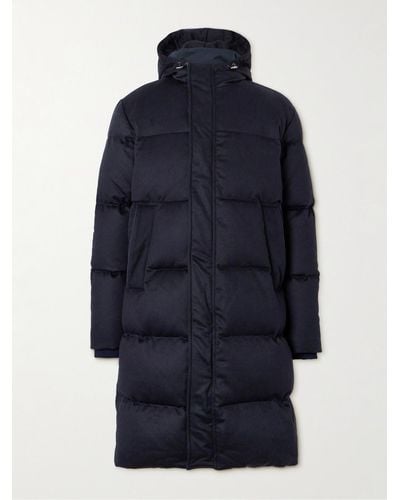 Thom Sweeney Quilted Cashmere Down Hooded Parka - Blue