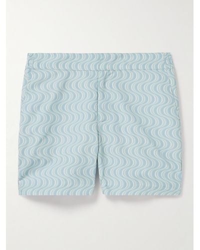 Frescobol Carioca Shorts da mare medi slim-fit in tessuto riciclato stampato Classic - Blu
