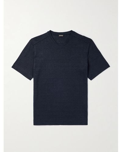 ZEGNA Linen-jersey T-shirt - Blue