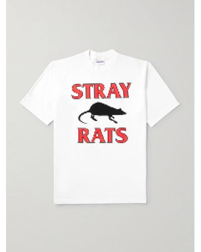 Stray Rats T-shirt in jersey di cotone con logo Pixel Rodenticide - Bianco