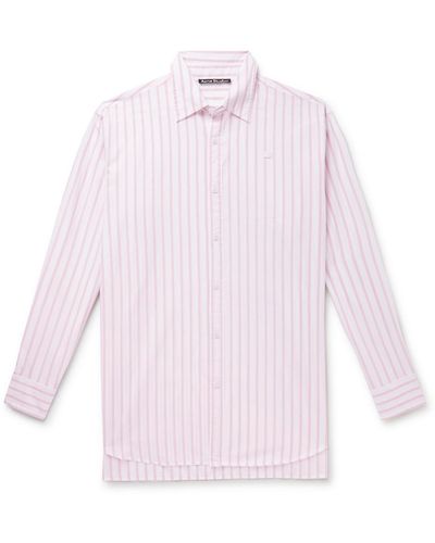 Acne Studios Saco Logo-appliquéd Striped Cotton-poplin Shirt - Pink