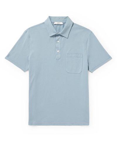 MR P. Garment-dyed Cotton-jersey Polo Shirt - Blue