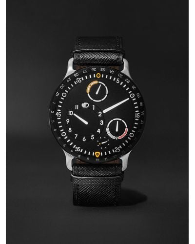 Ressence Type 3 Automatic 44mm Titanium And Leather Watch - Black