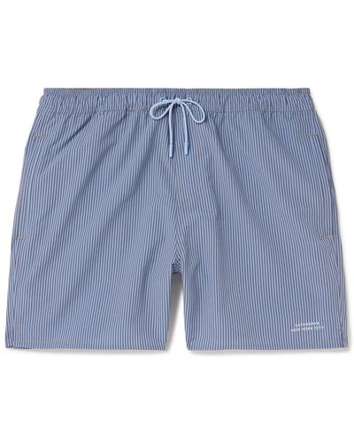 Saturdays NYC Timothy Straight-leg Mid-length Striped Seersucker Swim Shorts - Blue