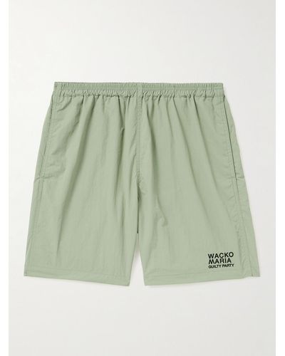 Wacko Maria Straight-leg Logo-print Shell Drawstring Shorts - Green