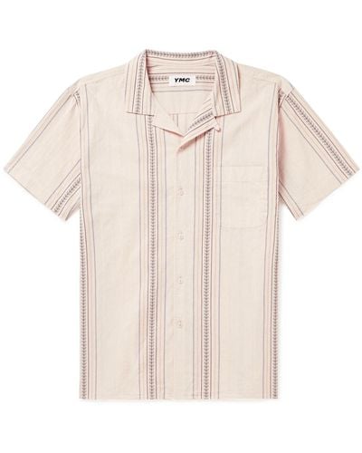 YMC Malick Striped Cotton-jacquard Shirt - Natural