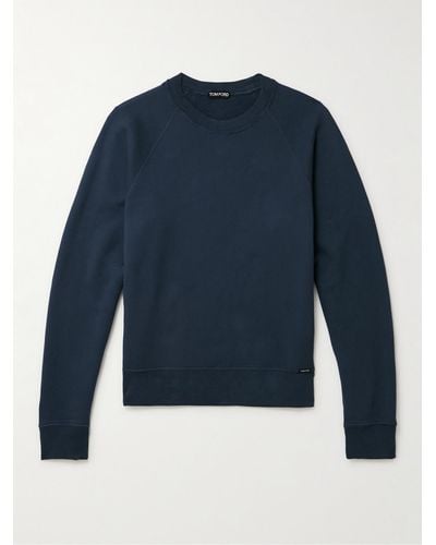 Tom Ford Garment-dyed Cotton-jersey Sweatshirt - Blue