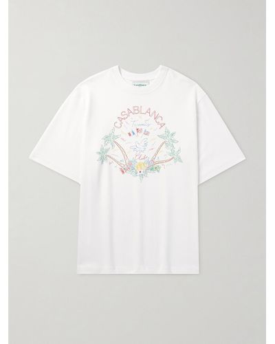 Casablancabrand Crayon Tennis Club Logo-print Organic Cotton-jersey T-shirt - White