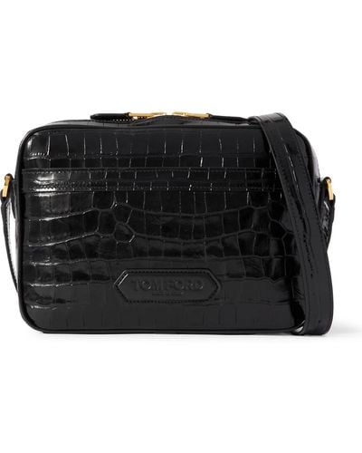 Tom Ford Croc-effect Leather Messenger Bag - Black
