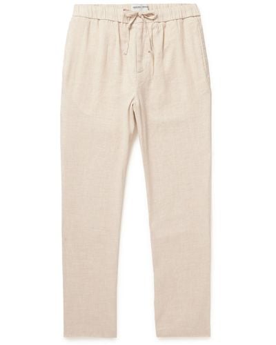Frescobol Carioca Oscar Straight-leg Linen And Cotton-blend Drawstring Pants - Natural