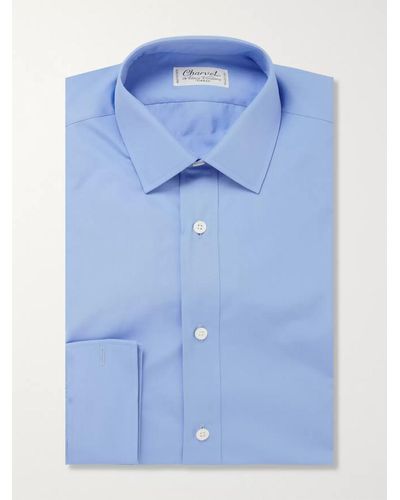 Charvet Blaues Hemd aus Baumwolle