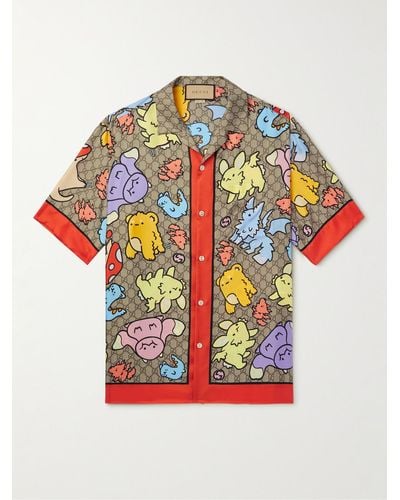 Gucci GG Print Silk Bowling Shirt - Multicolour