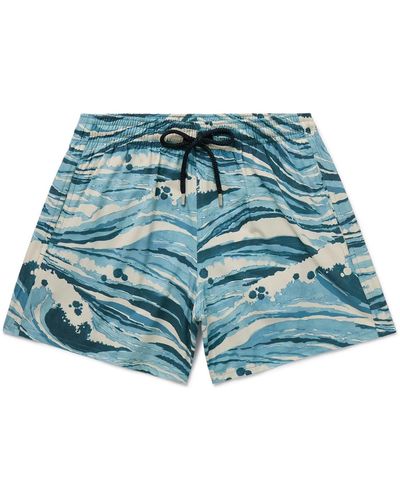 Maison Kitsuné Vilebrequin Moorise Straight-leg Mid-length Printed Swim Shorts - Blue