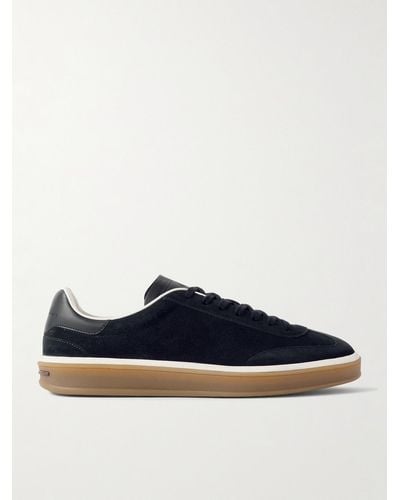 Loro Piana Tennis Walk Leather-trimmed Suede Sneakers - Blue