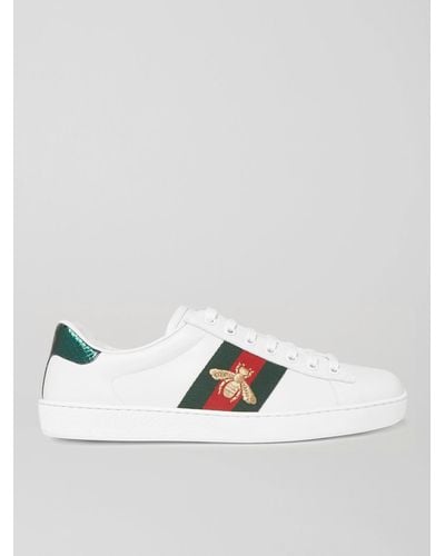 Gucci Ace Embroidered Leather Sneaker - White