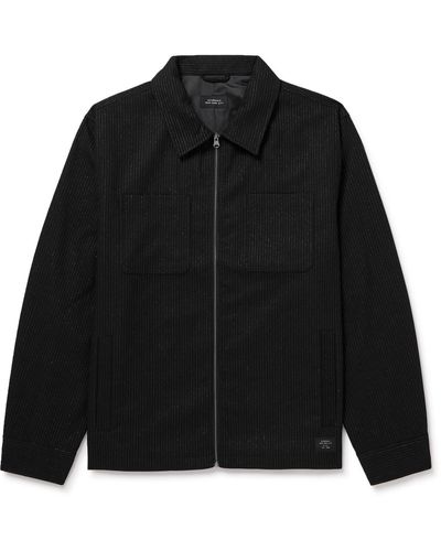 Saturdays NYC Flores Metallic Pinstriped Felt Shirt Jacket - Black