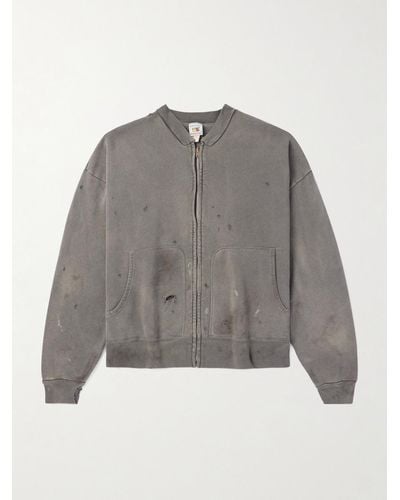 SAINT Mxxxxxx Distressed Cotton-jersey Bomber Jacket - Grey