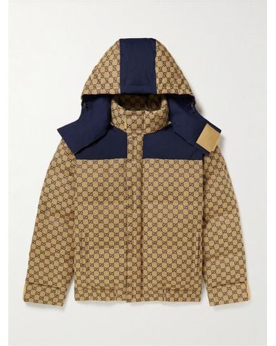 Gucci Daunenjacke mit Kapuze aus Canvas aus einer Baumwollmischung mit Logomuster - Mehrfarbig