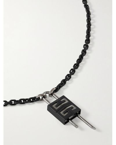 Givenchy Stahlgraue Kette mit Emaille - Schwarz