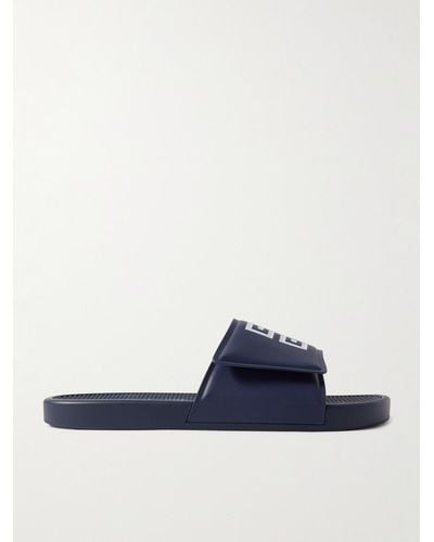 Givenchy Logo-print Debossed Faux Leather Slides - Blue