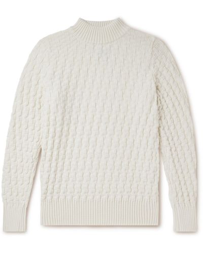 S.N.S. Herning Stark Slim-fit Cable-knit Merino Wool Sweater - White