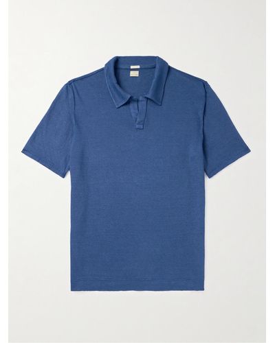 Massimo Alba Aruba Linen Polo Shirt - Blue