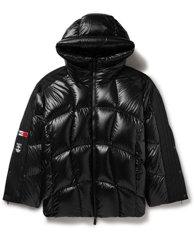 Moncler Genius Adidas Originals Beiser Tech Jersey-trimmed Quilted Glossed-shell Hooded Down Jacket - Black