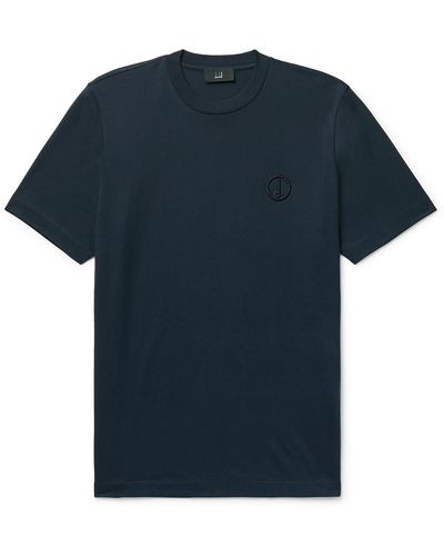 Dunhill Slim-fit Logo-embroidered Cotton-jersey T-shirt - Blue