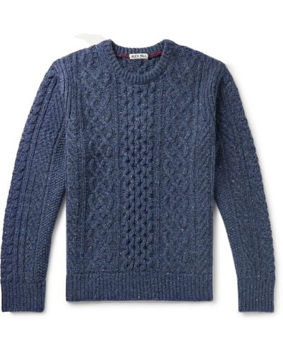 Alex Mill Cable-knit Merino Wool-blend Sweater - Blue