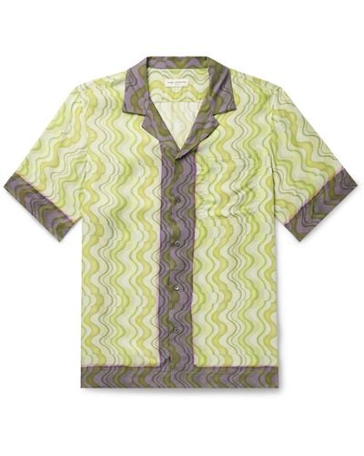 Dries Van Noten Camp-collar Printed Crepe De Chine Shirt - Green